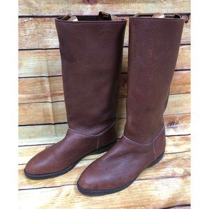 Eddie Bauer Soft Brown Leather Riding Boots Vibram Sole Womens 9.5 B (b7L)
